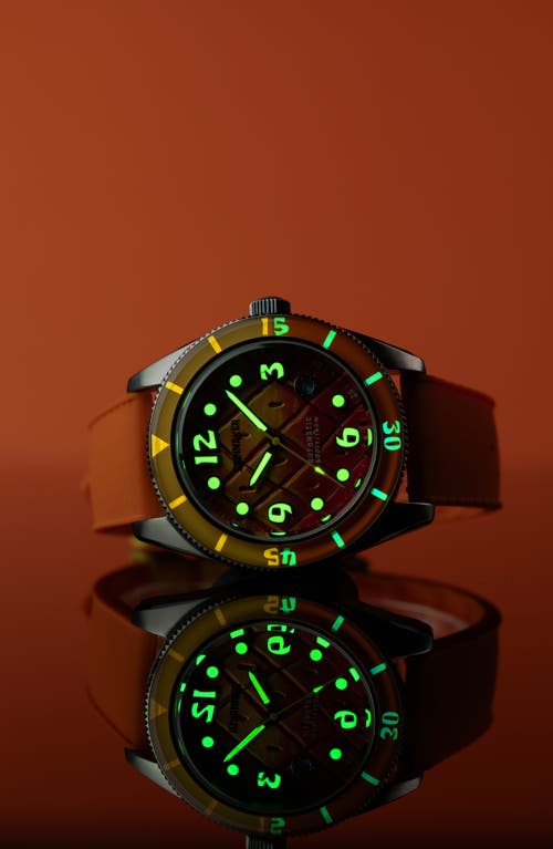 Spinnaker Fleuss 'spongebob Squarepants™' Automatic Silicone Strap Watch, 43mm In Orange