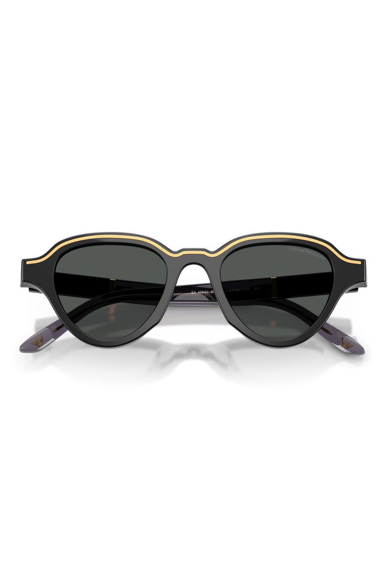 47mm Small Irregular Sunglasses, Alternate, color, SHINY BLACK / DARK GREY