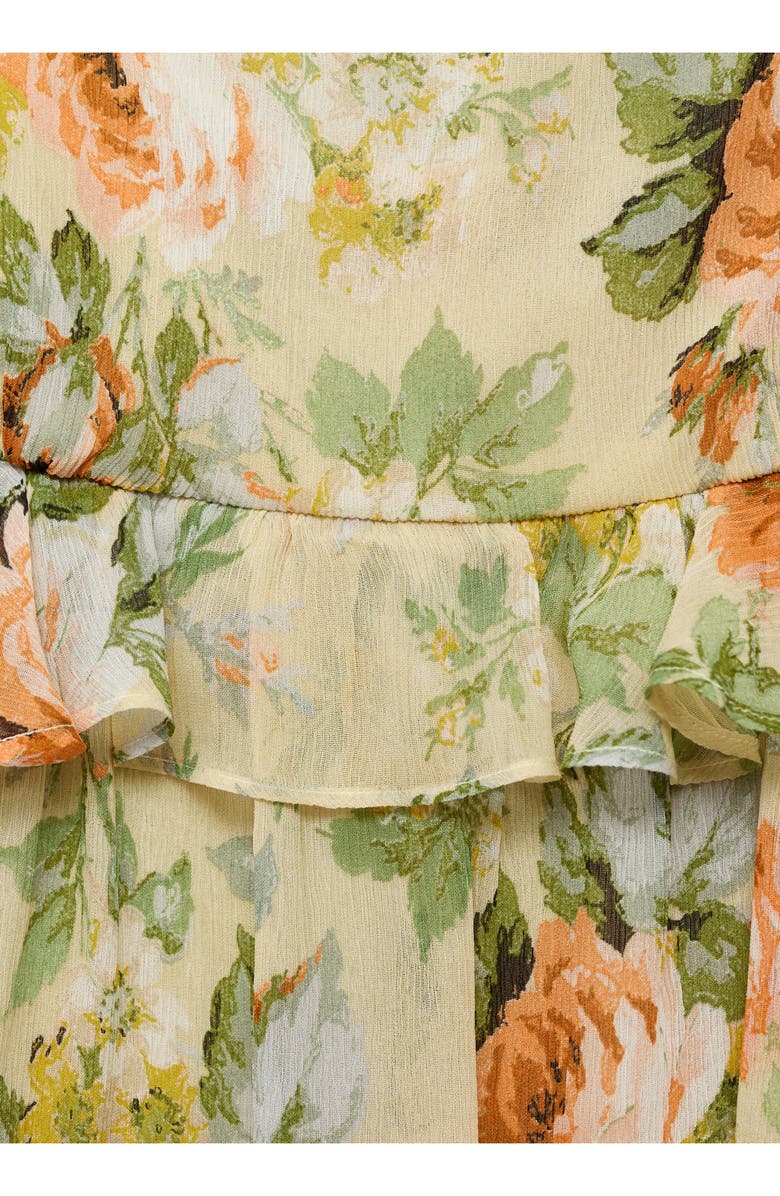 MANGO Floral Print Tie Strap Minidress, Alternate, color, Ecru