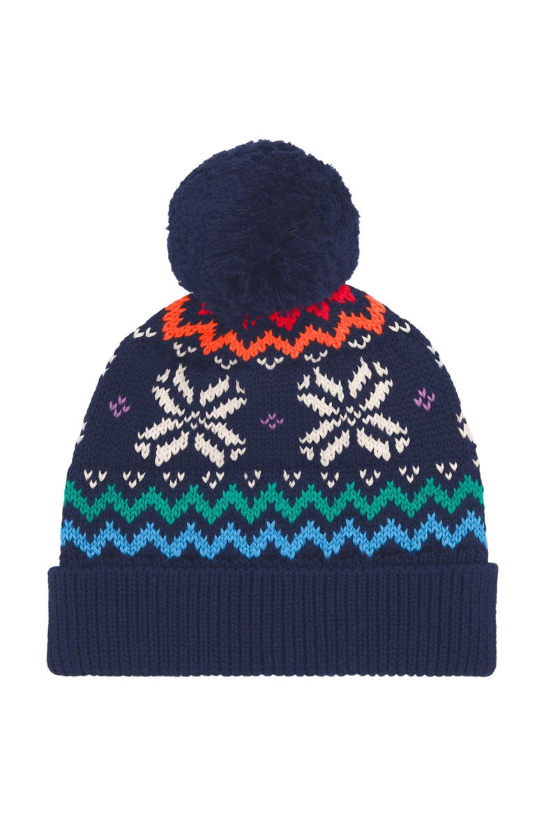 Baby Rainbow Snowflake Fair Isle Beanie, Main, color, Navy Snowflake Fair Isle