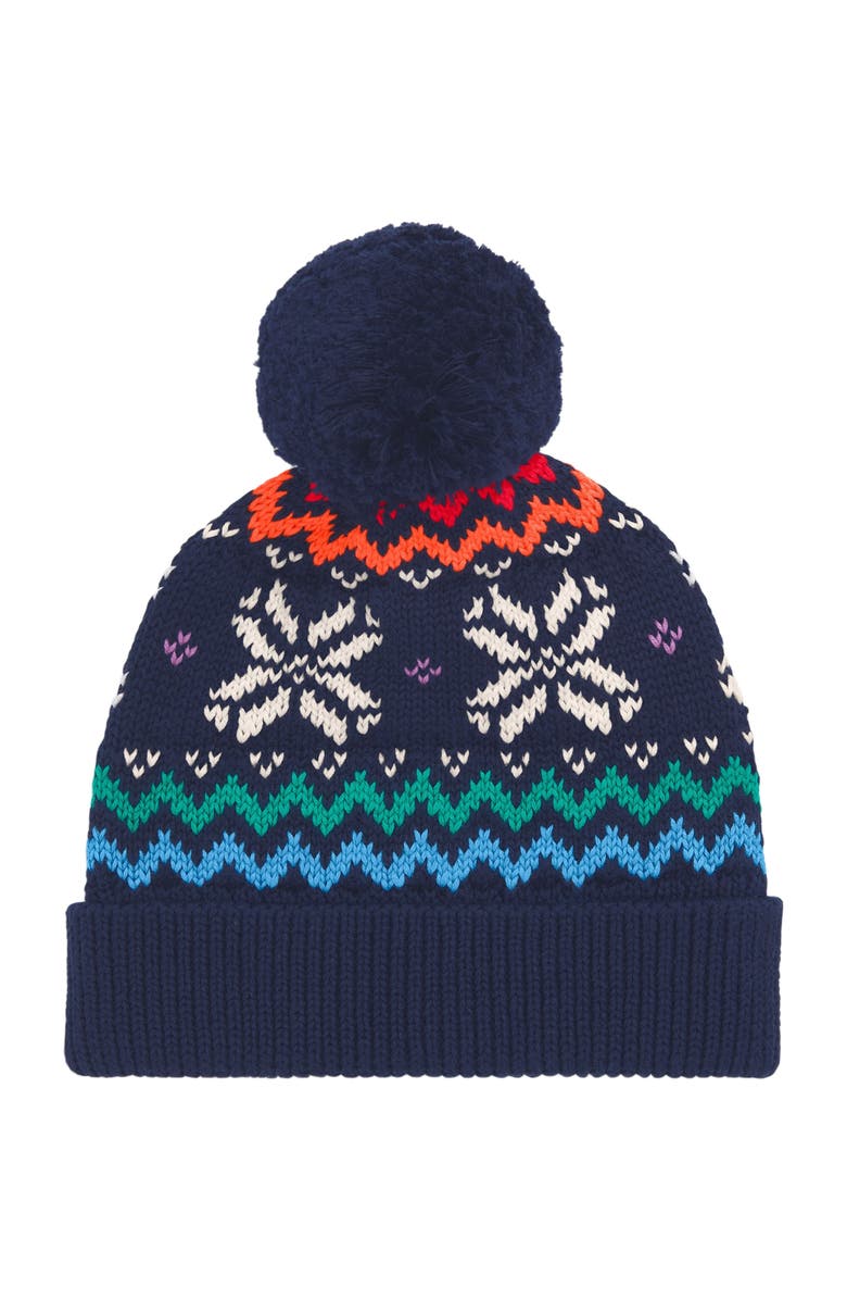 Primary Baby Rainbow Snowflake Fair Isle Beanie, Alternate, color, Navy Snowflake Fair Isle