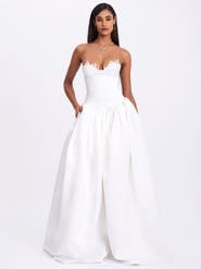 Miss Circle Naila Lace Trim Strapless Drop Waist Wedding Gown