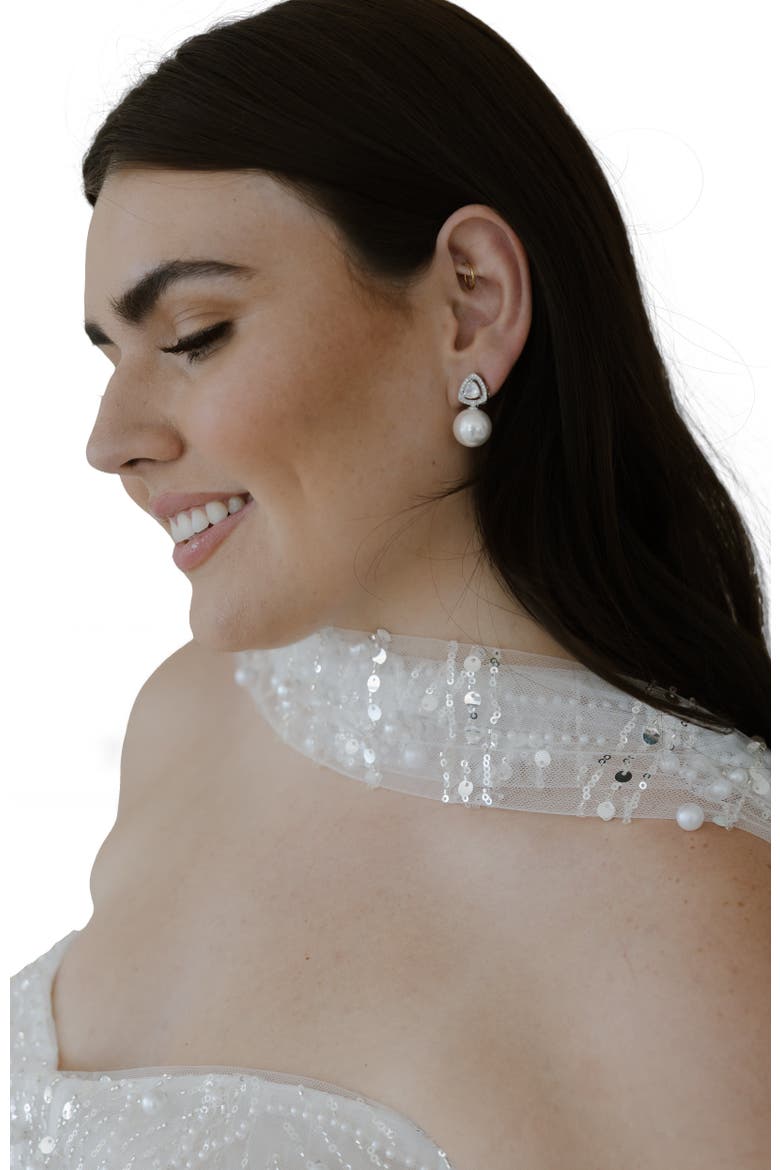 Legacy Pearl Drop Earrings, Alternate, color, Silver