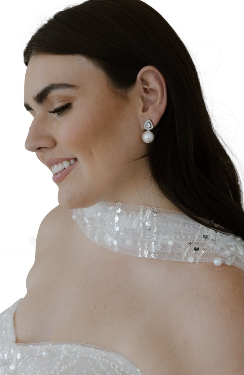 Untamed Petals Legacy Pearl Drop Earrings, Alternate, color, Silver