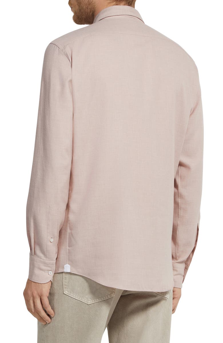 ZEGNA Cashco Cashmere & Cotton Button-Up Shirt, Alternate, color, Light Pink Melange