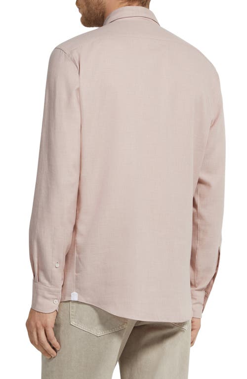 Zegna Cashco Cashmere & Cotton Button-up Shirt In Pink