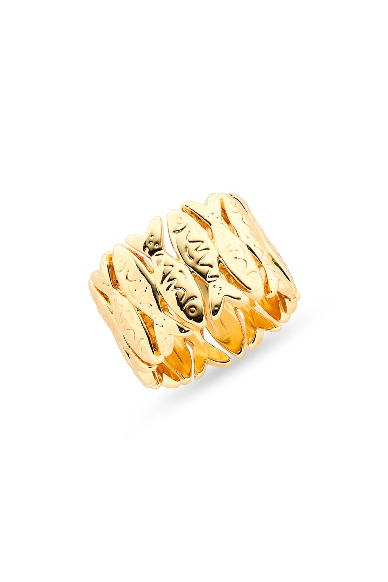 Fish Band Ring, Main, color, GOLD