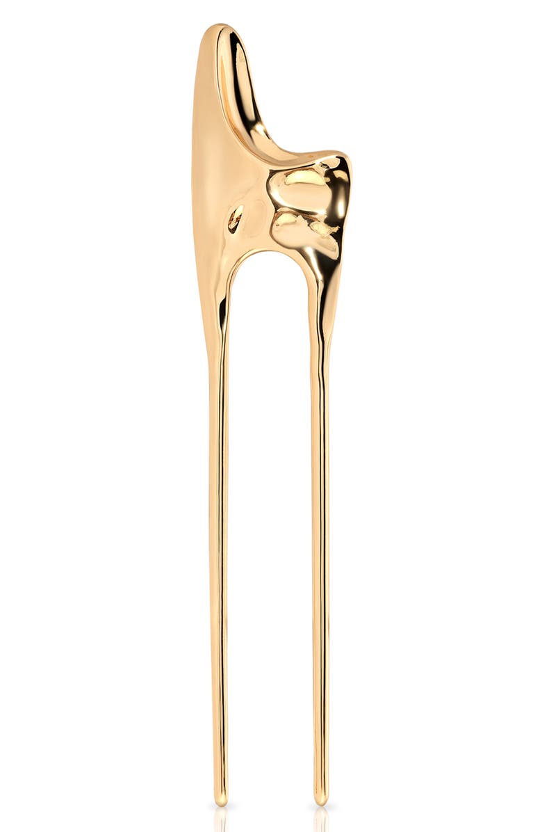 Ettika Number One Metal French Hair Pin, Main, color, Gold