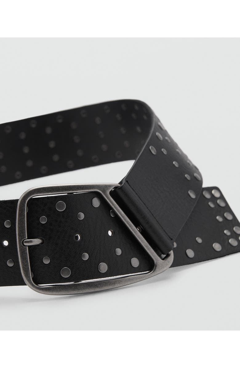 MANGO Stud Leather Belt, Alternate, color, 