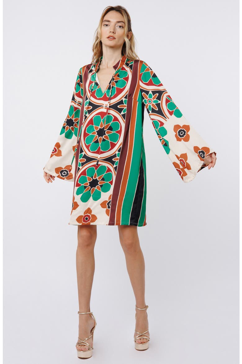 Iriza Long Sleeve Shift Dress, Alternate, color, GREEN MULTI