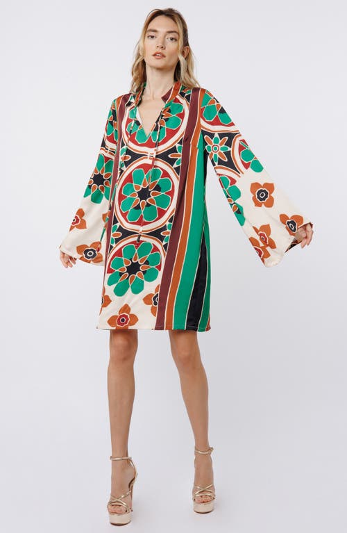 Ciebon Iriza Long Sleeve Shift Dress In Multi