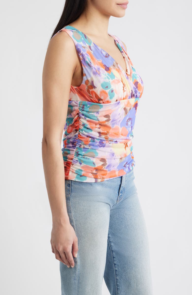 Loveappella Ruched Empire Waist Sleeveless Top, Alternate, color, Coral