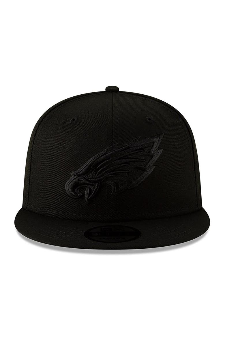 New Era Men's New Era Black Philadelphia Eagles Black On Black 9FIFTY Adjustable Hat, Alternate, color, Black