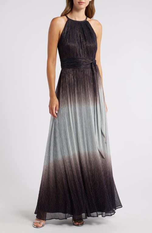 Alex Evenings Metallic Ombré Gown in Black Silver 