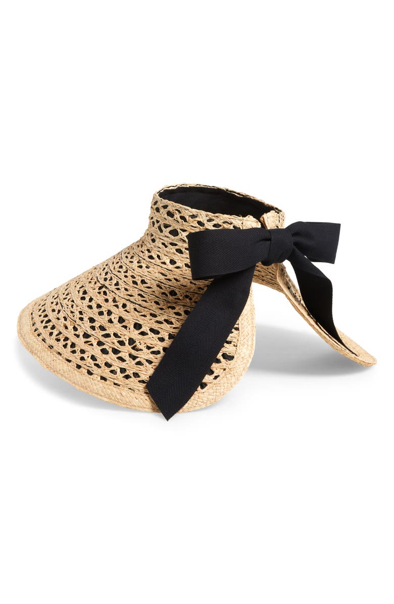 Gigi Burris Millinery Margot Packable Wide Brim Visor, Alternate, color, Natural/ Black