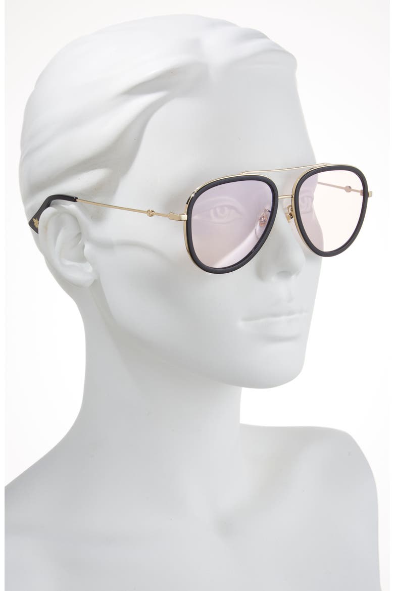57mm Aviator Sunglasses, Alternate, color, GOLD GOLD PINK