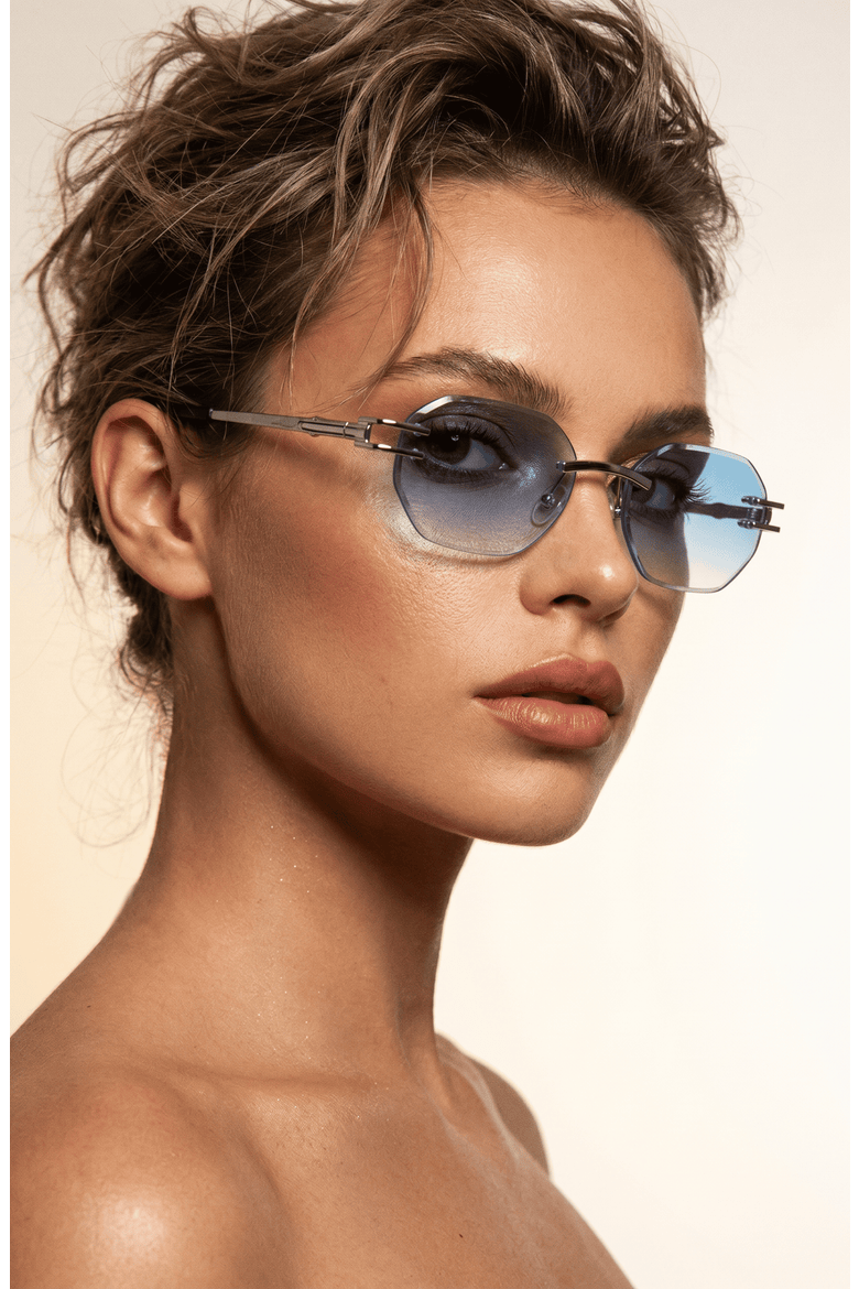 Emil 54mm Rimless Sunglasses, Alternate, color, Blue