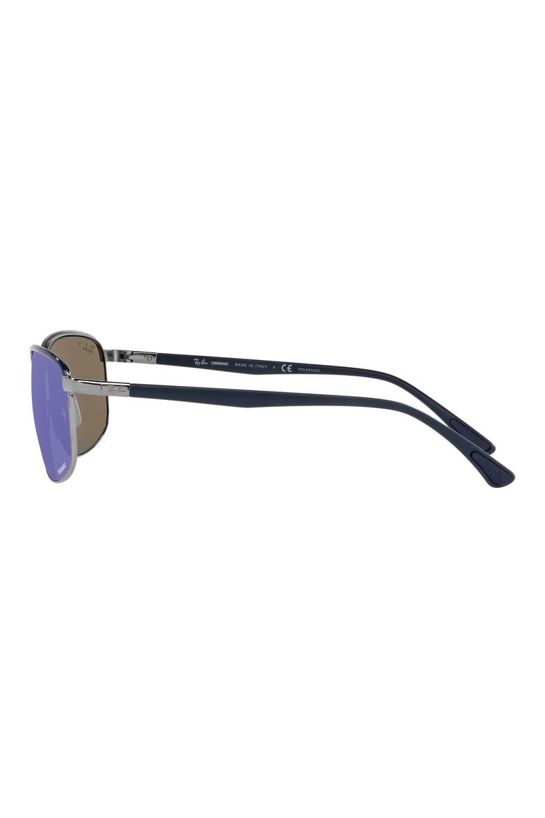 60mm Polarized Browline Sunglasses, Alternate, color, BLUE GUNMETAL/ POLAR GREYBLUE