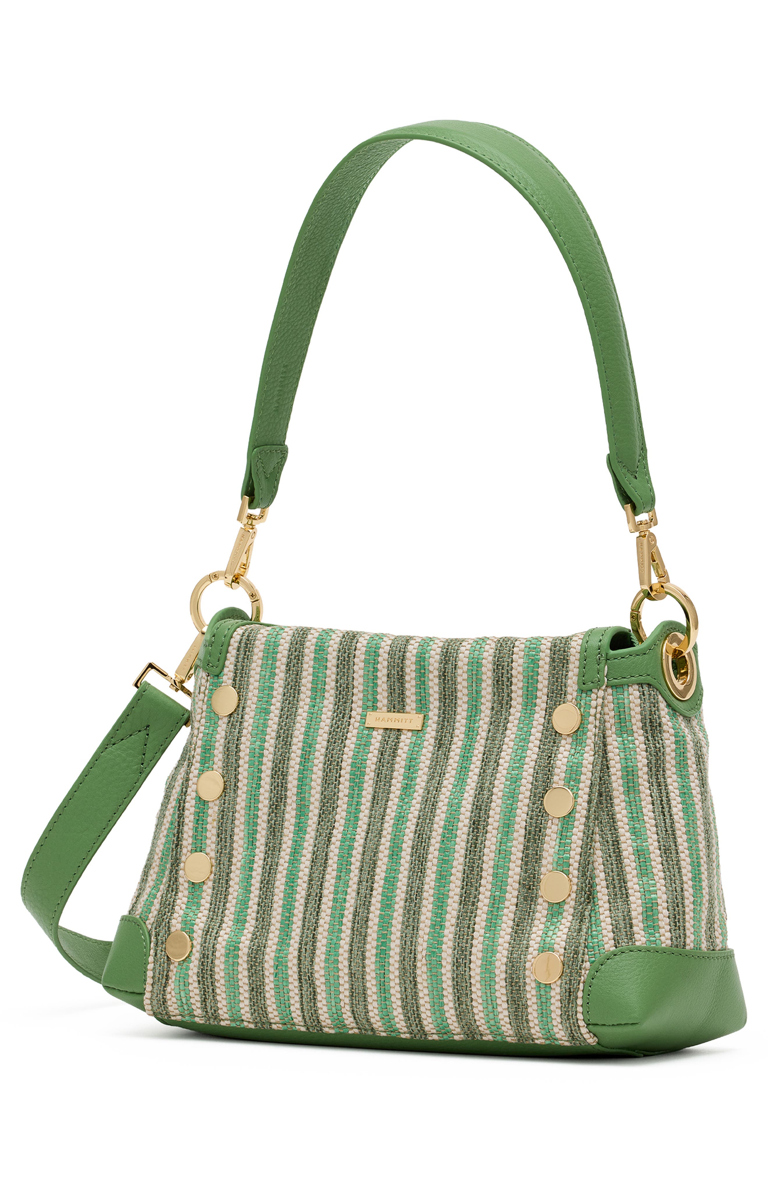 HAMMITT Medium Bryant Shoulder Bag, Alternate, color, Pickle Stripe/ Gold