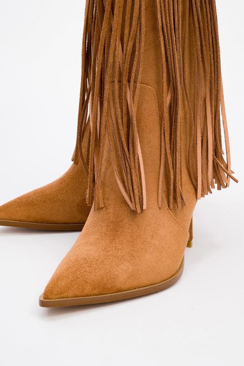 Prologue Shoes Gueras Fringe Pointed Toe Boot In Animal Print
