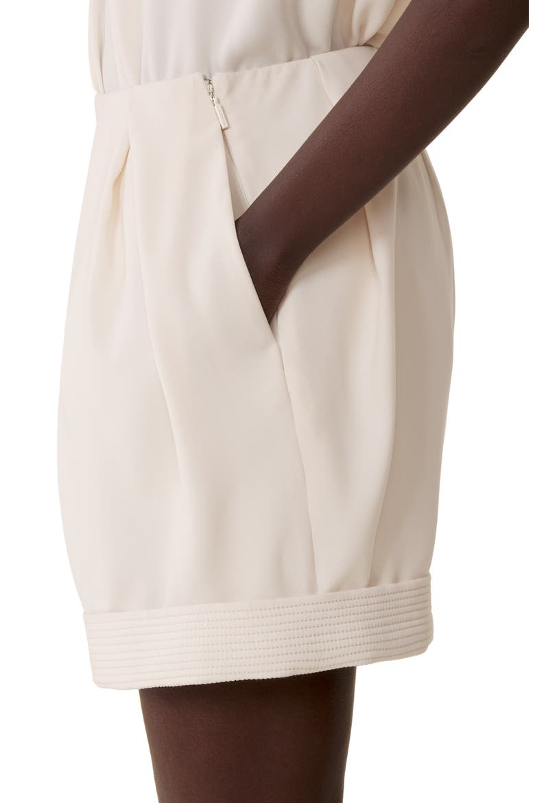 Crepe Pleated Shorts, Alternate, color, Beige