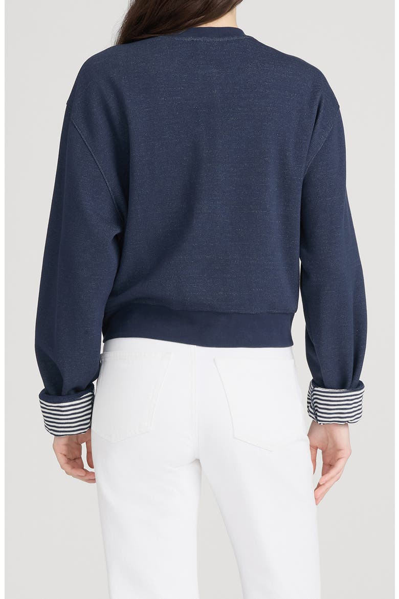 The Stripe Cuffed Sweatshirt, Alternate, color, NAVY MULTI