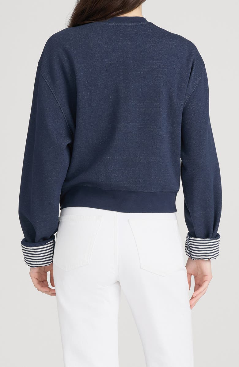 FRAME The Stripe Cuffed Sweatshirt, Alternate, color, Navy Multi