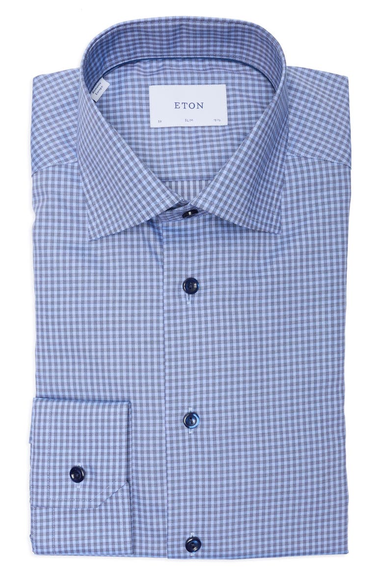 Slim Fit Check Twill Shirt, Main, color, DARK BLUE