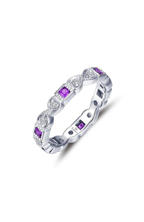 Simulated Diamond & Birthstone Band Ring
