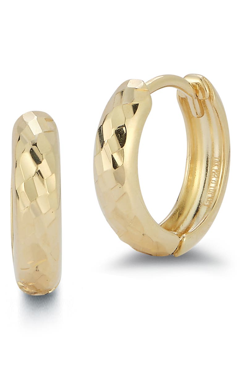 Ember Fine Jewelry 14K Gold Hammered Huggie Hoop Earrings, Main, color, Gold