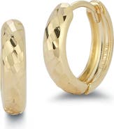 Ember Fine Jewelry 14K Gold Hammered Huggie Hoop Earrings