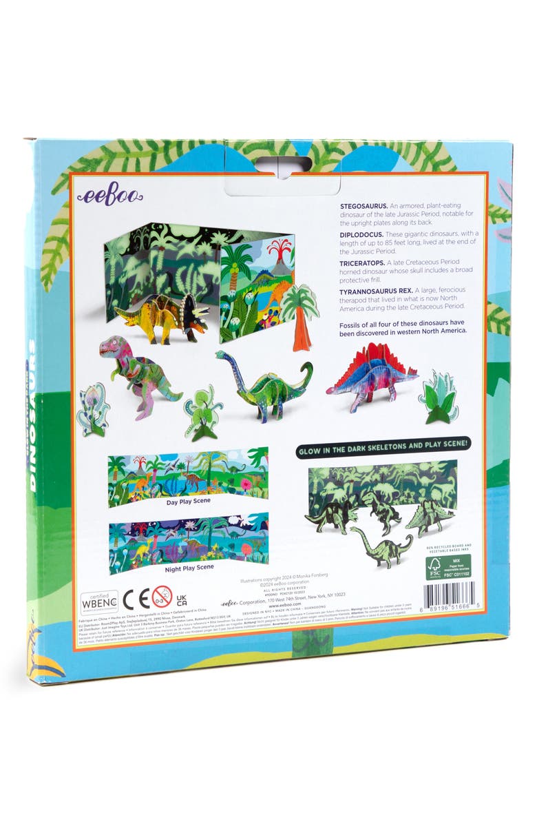 eeBoo Glow in the Dark Dinosaurs Playset, Alternate, color, Multi