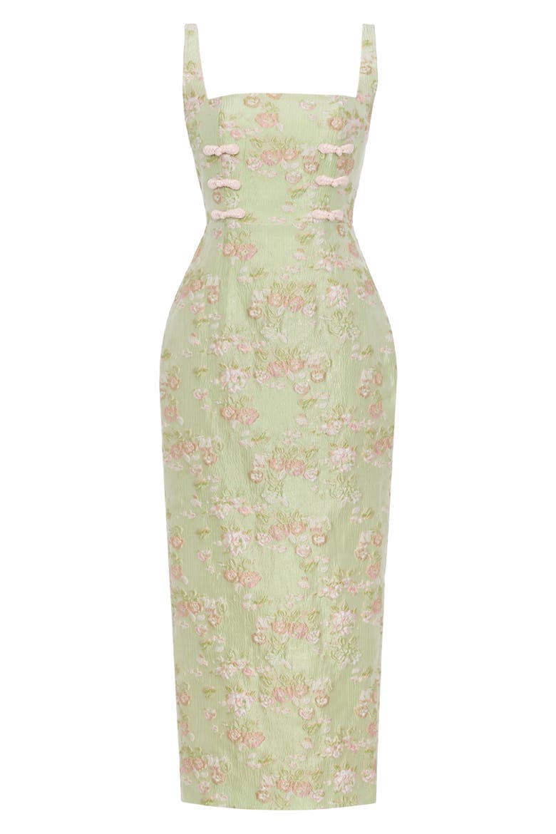 Alice Floral Brocade Bow Detail Cocktail Dress, Alternate, color, PASTEL PISTACHIO