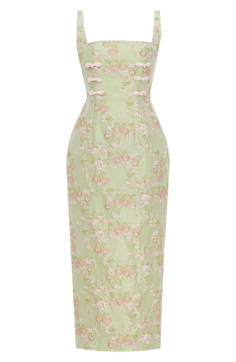 SAU LEE Alice Floral Brocade Bow Detail Cocktail Dress, Alternate, color, Pastel Pistachio