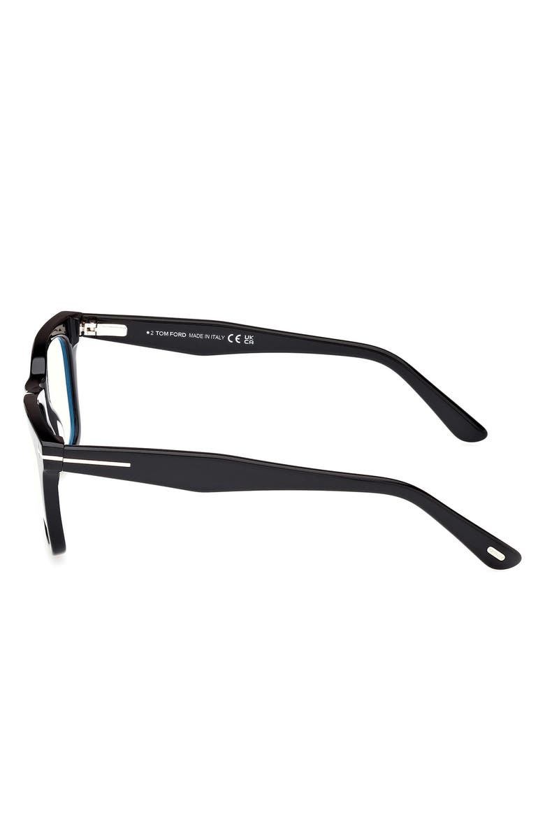 TOM FORD 50mm Square Blue Light Blocking Optical Glasses, Alternate, color, Black Eco / T Logo