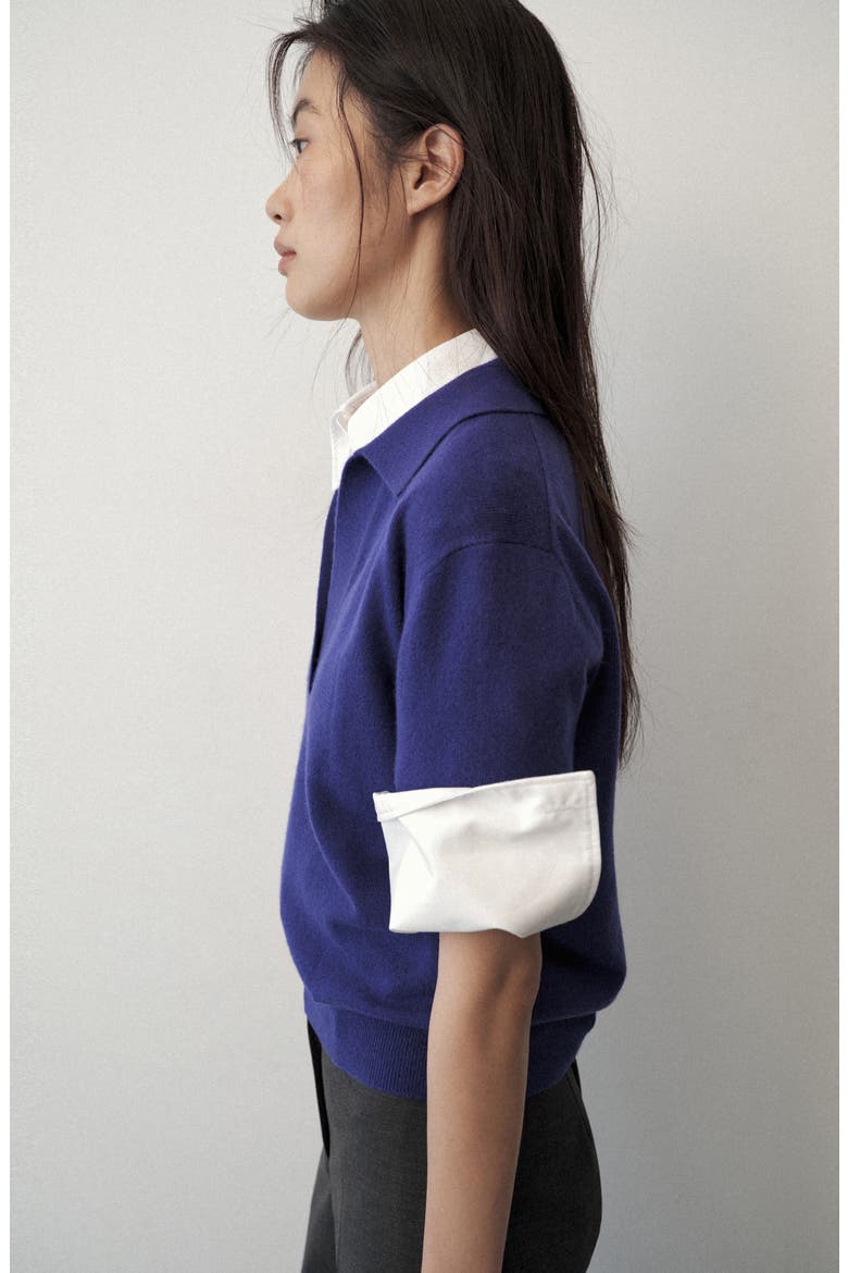 Polo Collar Wool Sweater, Alternate, color, PURPLE