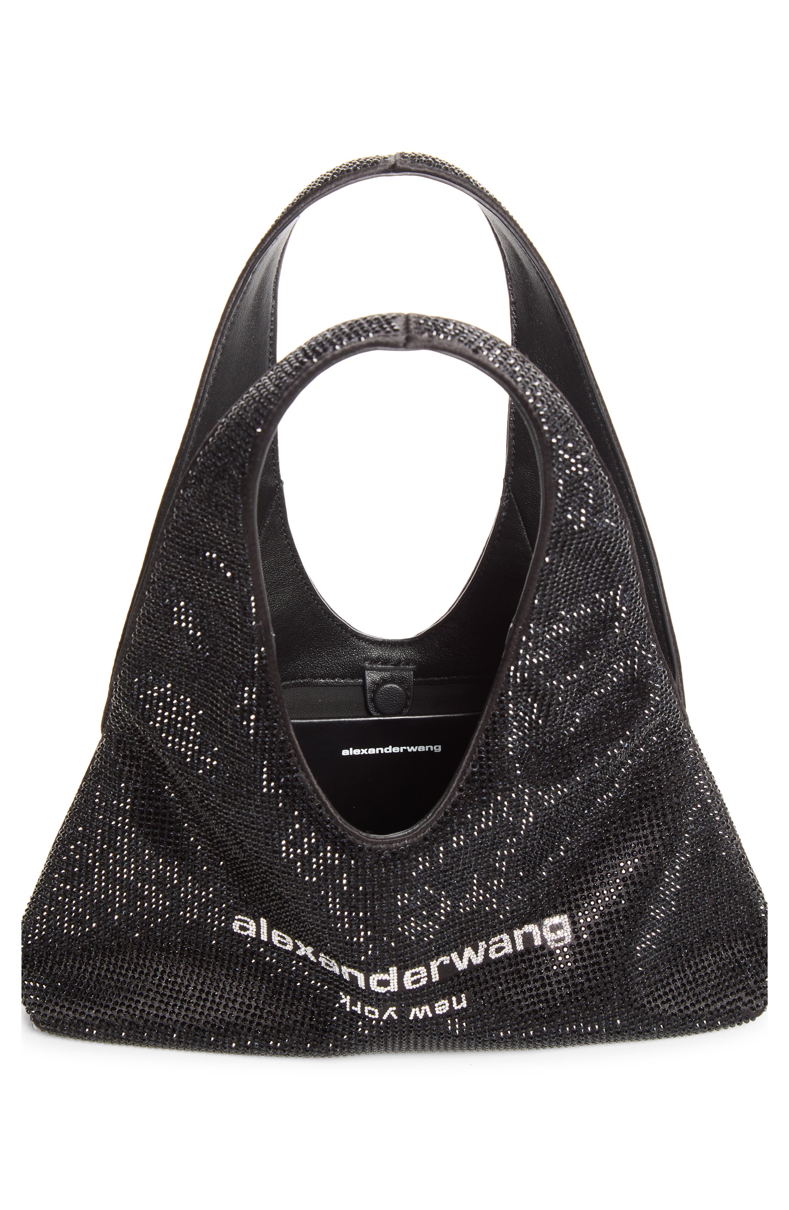 Pike Mini Crystal Hobo Bag, Alternate, color, BLACK
