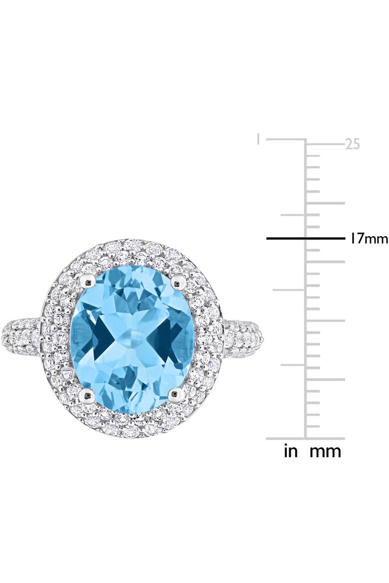 Gemstone & White Sapphire Double Halo Ring, Alternate, color, Blue Topaz