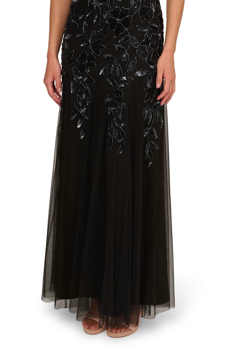 Adrianna Papell Floral Embroidered Beaded Trumpet Gown, Alternate, color, 