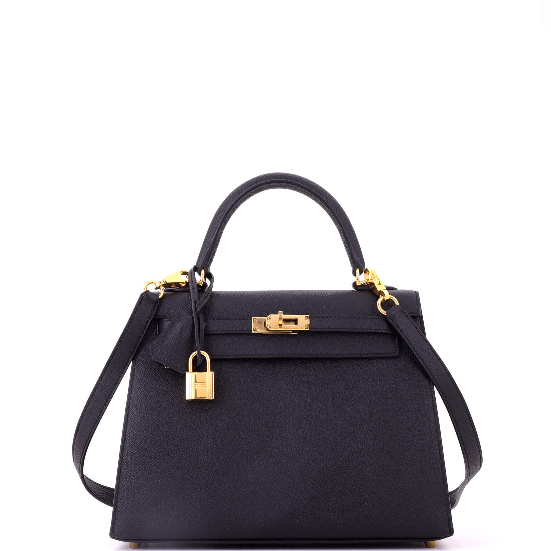 Kelly Handbag Black Epsom with Gold Hardware 25, Main, color, Black