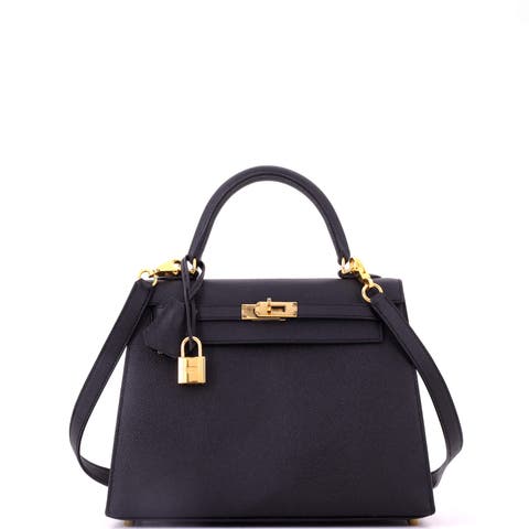 Kelly Handbag Black Epsom with Gold Hardware 25