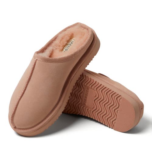 Dearfoams Fireside Greta Genuine Shearling Clog Slipper In Peach Dust