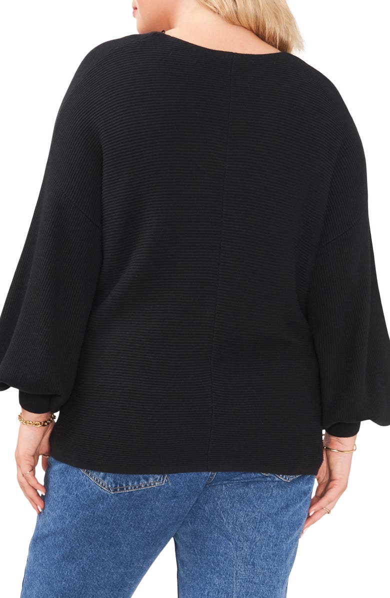 1.STATE Rib V-Neck Blouson Sleeve Sweater, Alternate, color,