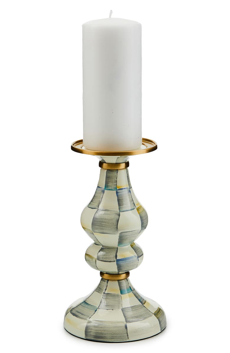 MACKENZIE CHILDS Sterling Check Medium Pillar Candleholder, Alternate, color,