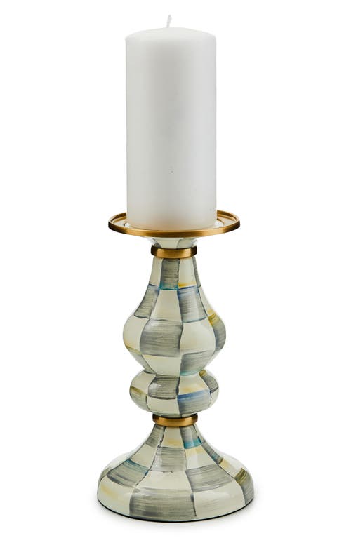 Mackenzie-childs Mackenzie Childs Sterling Check Medium Pillar Candleholder