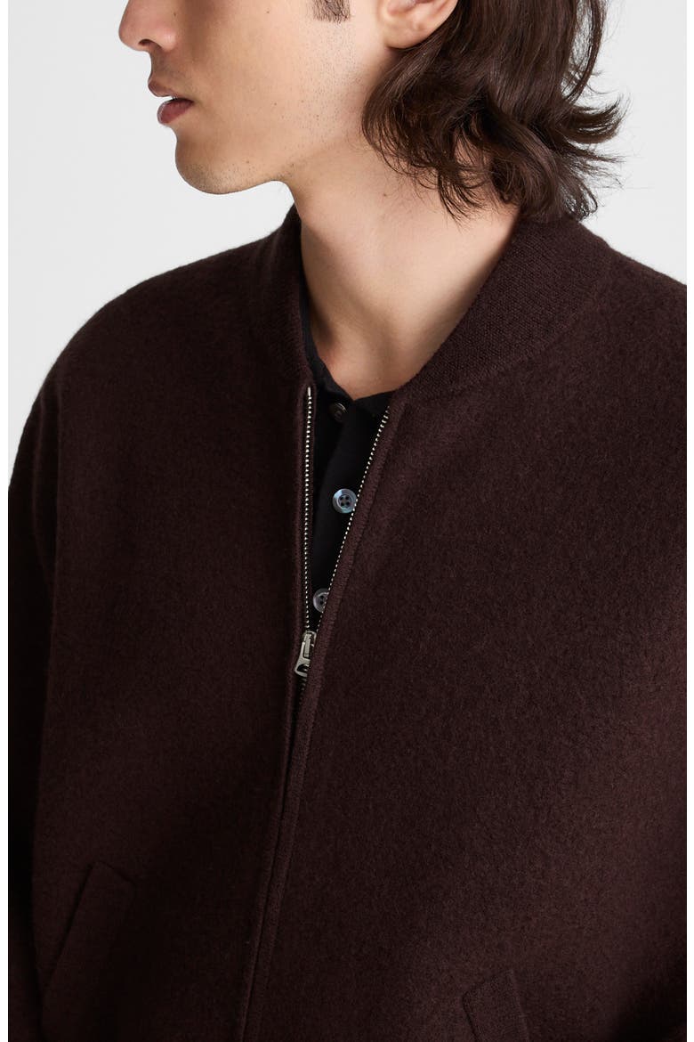 Boiled Wool Baseball Sweater Jacket, Alternate, color, ESPRESSO BEAN