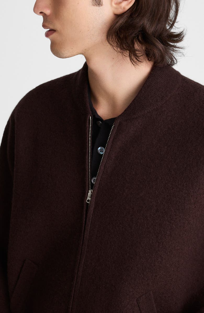 Madewell Boiled Wool Baseball Sweater Jacket, Alternate, color, Espresso Bean