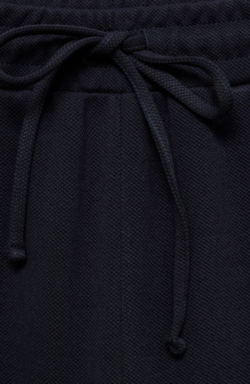 Mango Tie Waist Wide Leg Pants In Dark Navy