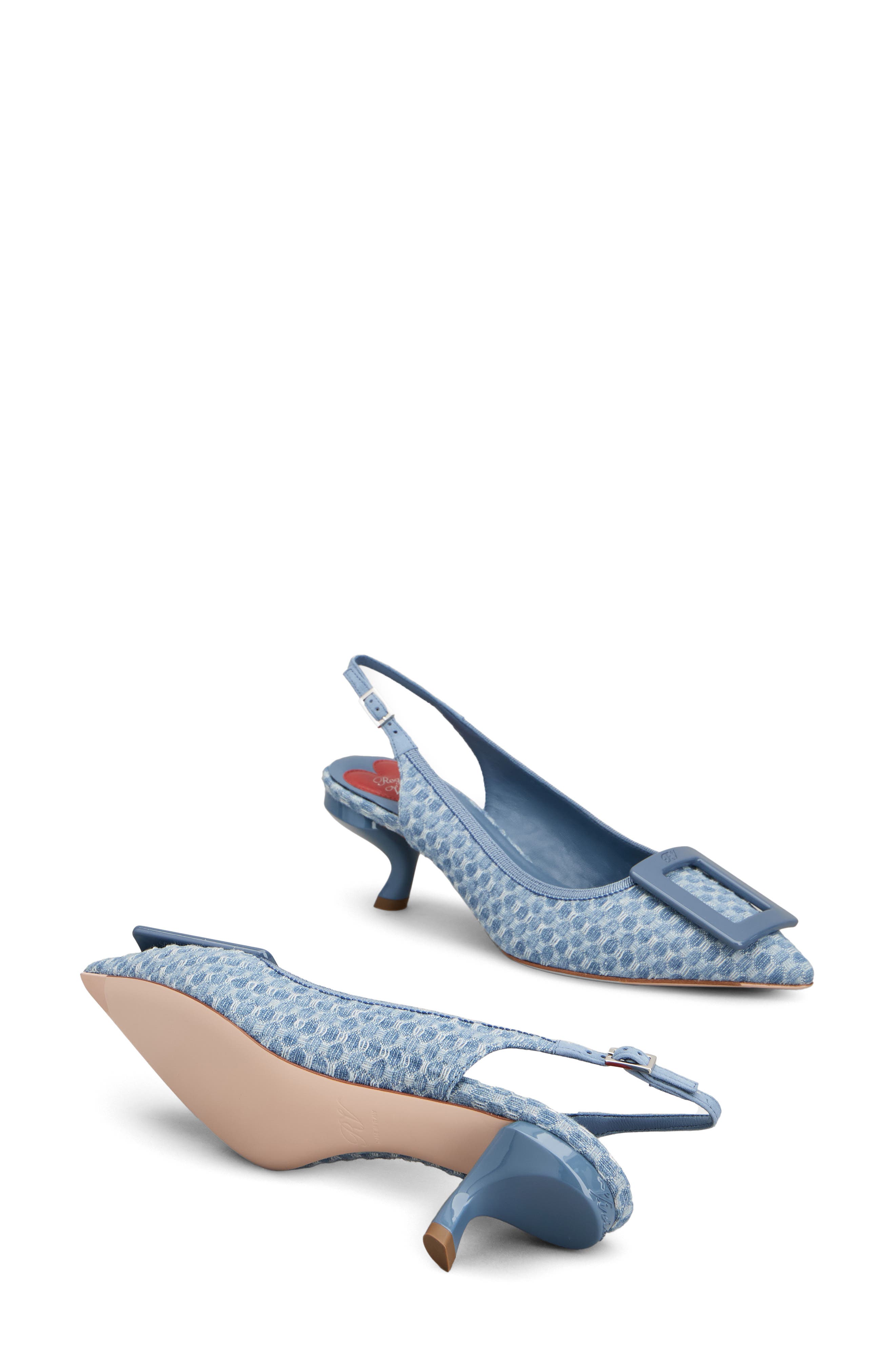 Roger Vivier Virgule Bordo Pointed Toe Slingback Pump, Alternate, color, Cielo Scuro