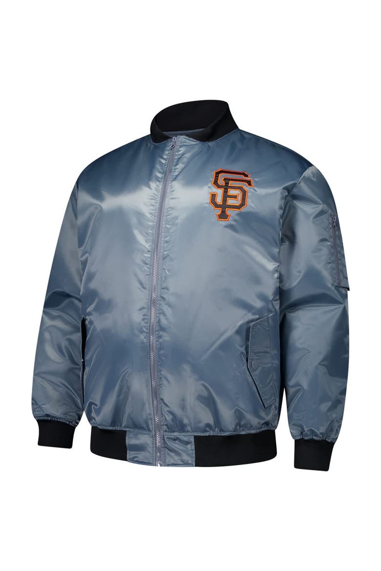 Men's Profile Charcoal San Francisco Giants Big & Tall Full-Zip Bomber Jacket, Alternate, color, Charcoal